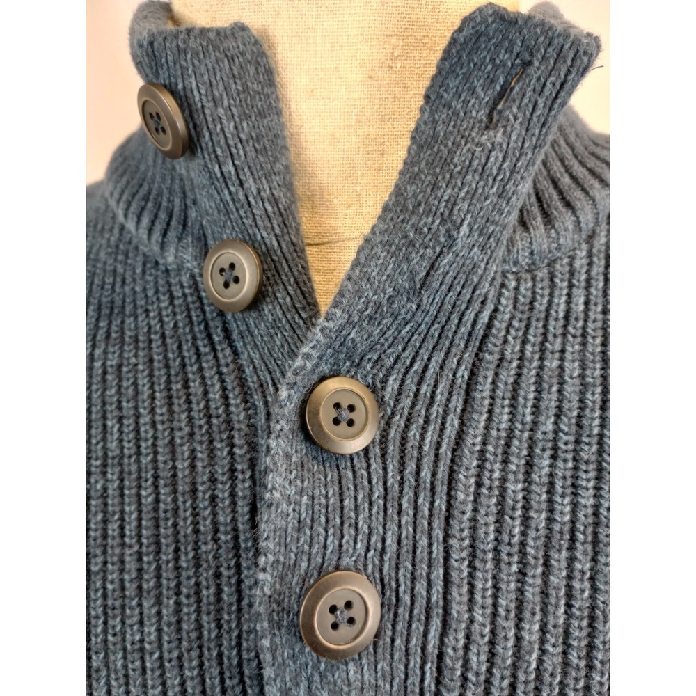 GH Bass & Co. Men's Pullover Sweater Size XL Blue 1/4 Button Up Heavy Warm - Picture 9 of 12